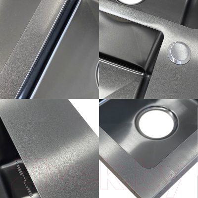 Мойка кухонная AKS Прямоугольная 78x48 левая (графит)