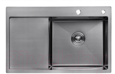 Мойка кухонная AKS Прямоугольная 78x49 правая (графит)