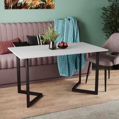 Обеденный стол Soma Miata 120x70 (белый/черный)