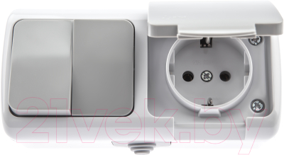 Блок выключатель+розетка ЭРА Intro Atlantic 5-702-03 / Б0050948
