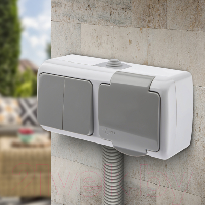 Блок выключатель+розетка ЭРА Intro Atlantic 5-702-03 / Б0050948