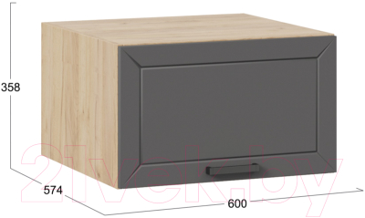 Шкаф навесной для кухни ТриЯ Лорас 1В6ГП (дуб крафт золотой/холст вулкан)