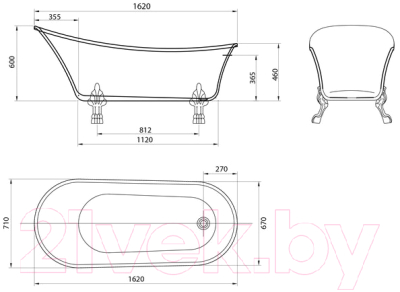 Ванна акриловая Grossman GR-1002 Retro 162x71