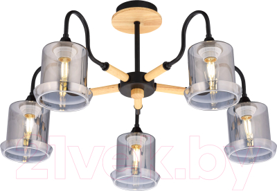 Потолочный светильник Mirastyle SX-N-4872/5 BK+WOOD - фото