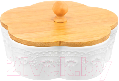 Емкость для хранения Elan Gallery Цветок Белый узор / 540525 - фото