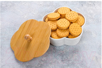 Емкость для хранения Elan Gallery Цветок Белый узор / 540525