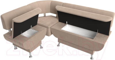 Уголок кухонный мягкий Лига Диванов Альфа левый / 116684L (велюр бежевый)