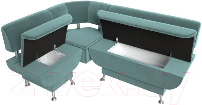 Уголок кухонный мягкий Лига Диванов Альфа левый / 116692L (велюр бирюзовый)