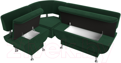 Уголок кухонный мягкий Лига Диванов Альфа левый / 116694L (велюр зеленый)