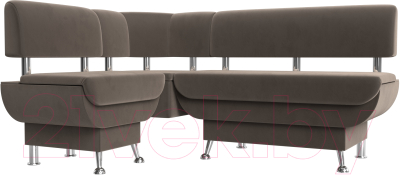 Уголок кухонный мягкий Лига Диванов Альфа левый / 116695L (велюр коричневый)