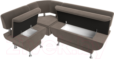 Уголок кухонный мягкий Лига Диванов Альфа левый / 116695L (велюр коричневый)