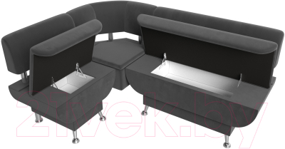 Уголок кухонный мягкий Лига Диванов Альфа левый / 116696L (велюр серый)