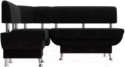 Уголок кухонный мягкий Лига Диванов Альфа левый / 116698L (велюр черный) - фото