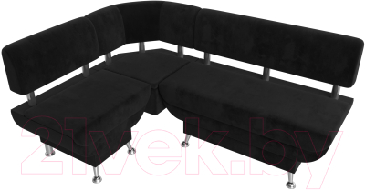 Уголок кухонный мягкий Лига Диванов Альфа левый / 116698L (велюр черный)