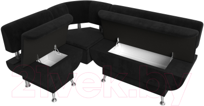 Уголок кухонный мягкий Лига Диванов Альфа левый / 116698L (велюр черный)