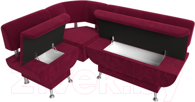 Уголок кухонный мягкий Лига Диванов Альфа левый / 116700L (микровельвет бордовый)
