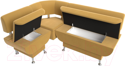 Уголок кухонный мягкий Лига Диванов Альфа левый / 116702L (микровельвет желтый)