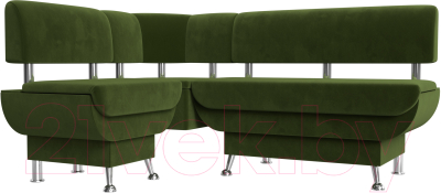 Уголок кухонный мягкий Лига Диванов Альфа левый / 116704L (микровельвет зеленый)