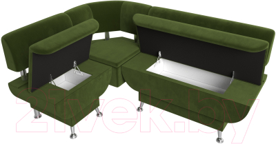 Уголок кухонный мягкий Лига Диванов Альфа левый / 116704L (микровельвет зеленый)