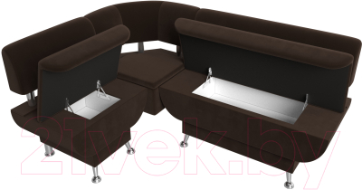 Уголок кухонный мягкий Лига Диванов Альфа левый / 116707L (микровельвет коричневый)