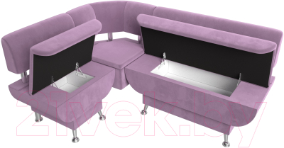 Уголок кухонный мягкий Лига Диванов Альфа левый / 116711L (микровельвет сиреневый)