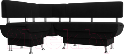 Уголок кухонный мягкий Лига Диванов Альфа левый / 116714L (микровельвет черный)