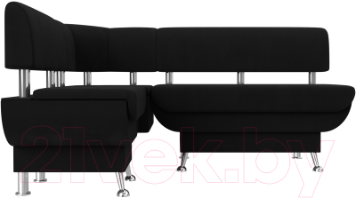Уголок кухонный мягкий Лига Диванов Альфа левый / 116714L (микровельвет черный)