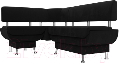 Уголок кухонный мягкий Лига Диванов Альфа левый / 116714L (микровельвет черный)