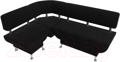 Уголок кухонный мягкий Лига Диванов Альфа левый / 116714L (микровельвет черный)