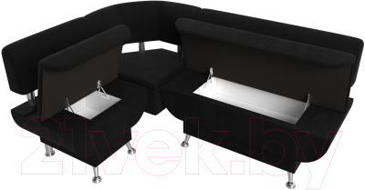 Уголок кухонный мягкий Лига Диванов Альфа левый / 116714L (микровельвет черный)