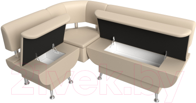 Уголок кухонный мягкий Лига Диванов Альфа левый / 116733L (экокожа бежевый)