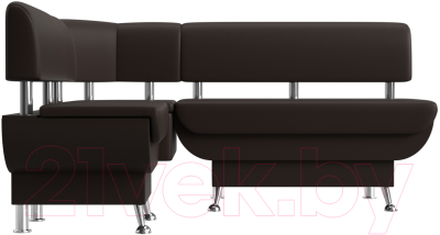 Уголок кухонный мягкий Лига Диванов Альфа левый / 116735L (экокожа коричневый) - фото