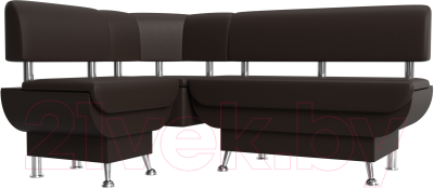 Уголок кухонный мягкий Лига Диванов Альфа левый / 116735L (экокожа коричневый)