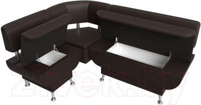 Уголок кухонный мягкий Лига Диванов Альфа левый / 116735L (экокожа коричневый)