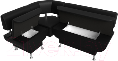 Уголок кухонный мягкий Лига Диванов Альфа левый / 116736L (экокожа черный)