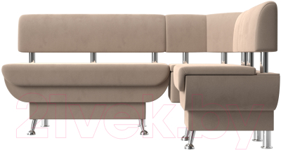 Уголок кухонный мягкий Лига Диванов Альфа правый / 116684 (велюр бежевый) - фото