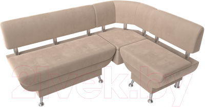 Уголок кухонный мягкий Лига Диванов Альфа правый / 116684 (велюр бежевый)