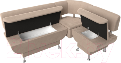Уголок кухонный мягкий Лига Диванов Альфа правый / 116684 (велюр бежевый)