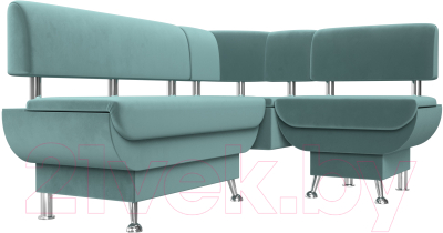 Уголок кухонный мягкий Лига Диванов Альфа правый / 116692 (велюр бирюзовый) - фото