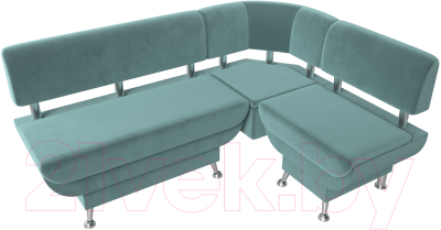 Уголок кухонный мягкий Лига Диванов Альфа правый / 116692 (велюр бирюзовый)