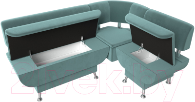 Уголок кухонный мягкий Лига Диванов Альфа правый / 116692 (велюр бирюзовый)