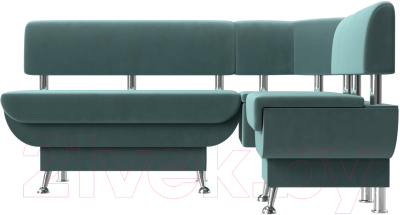 Уголок кухонный мягкий Лига Диванов Альфа правый / 116692 (велюр бирюзовый)