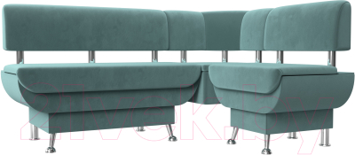 Уголок кухонный мягкий Лига Диванов Альфа правый / 116692 (велюр бирюзовый)