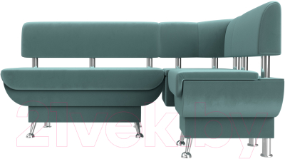 Уголок кухонный мягкий Лига Диванов Альфа правый / 116692 (велюр бирюзовый)