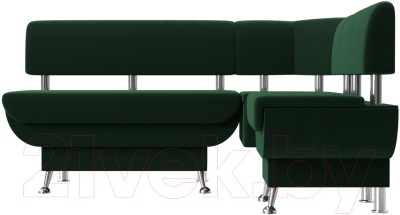 Уголок кухонный мягкий Лига Диванов Альфа правый / 116694 (велюр зеленый) - фото
