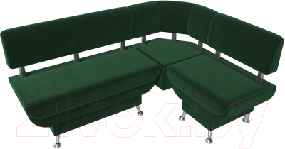 Уголок кухонный мягкий Лига Диванов Альфа правый / 116694 (велюр зеленый)