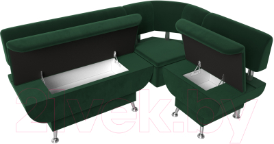 Уголок кухонный мягкий Лига Диванов Альфа правый / 116694 (велюр зеленый)