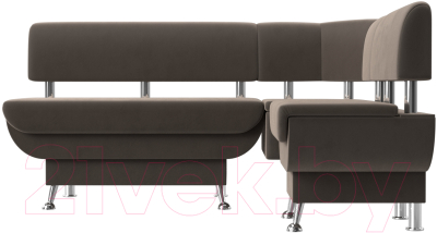 Уголок кухонный мягкий Лига Диванов Альфа правый / 116695 (велюр коричневый) - фото