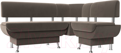 Уголок кухонный мягкий Лига Диванов Альфа правый / 116695 (велюр коричневый)