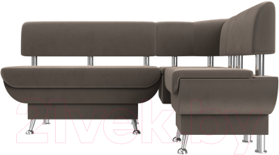 Уголок кухонный мягкий Лига Диванов Альфа правый / 116695 (велюр коричневый)